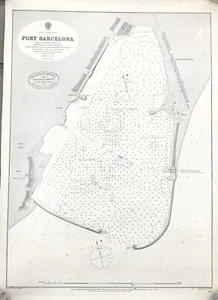 Antique Admiralty Chart 1195 - Port Barcelona - 1873 Edition - Picture 1 of 10