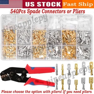 540Pcs Female Male Spade Wire Connector Crimp Terminal Kit for Car Audio Speaker - Picture 1 of 31