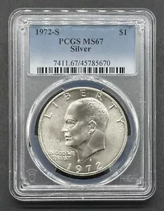 Dólar de plata americano 1972-S graduado Eisenhower graduación profesional MS67 - Imagen 1 de 2