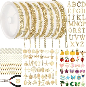 8 Rolls 26.2 Ft Gold Chains for Jewelry Making DIY Necklace Bracelet Chains Bulk - Picture 1 of 1