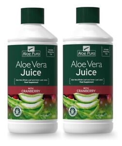 Optima Aloe Pura Aloe Vera Juice with Cranberry 1 Litre - Pack Of 2