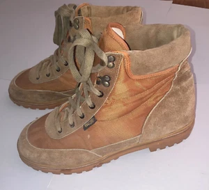 Trax Vintage Tan Brown Synthetic & Suede Hiking Boots 1970s 1980s Mens Size 11 - Picture 1 of 18