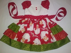 Santa Claus Christmas girls dress, size 4T, with ruffles and sash. New. Handmade - Picture 1 of 4