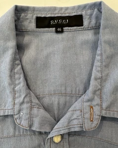Gucci Denim Western Shirt size 46 made in italy cotton great condition watch vid - Picture 1 of 19