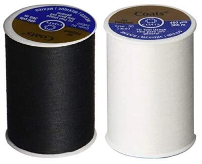 2-Pack - BLACK & WHITE - Dual Duty All-Purpose Thread - One 400 Yard Spool ea... - Image 1 of 2