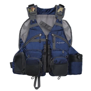 Fly Fishing Vest Adjustable Breathable Mesh,Lightweight Packable - Blue,One Size - Picture 1 of 13