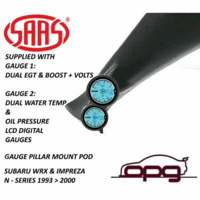 SAAS Pillar Pod Gauge Kit for Subaru WRX Oil Pres Water Temp EGT Boost Volts - Image 1 of 4