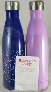 Everyday Living Stainless Steel Water Bottles 2 Pack 16.4 fl oz BPA Free NEW - Picture 1 of 1
