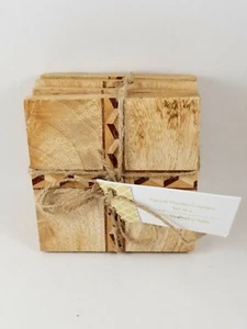 Natürliche Holz Untersetzer 4er Set (4) Hergestellt in Indien... Neu - Bild 1 von 6