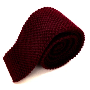 Vintage Dark Burgundy Knit Necktie Short/Teen Skinny 48 in. x 2.5 in. - Picture 1 of 4