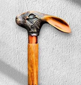 Antique Victorian Wooden Walking Cane Sticks Rabbit Head Handle Vintage Design - Bild 1 von 6