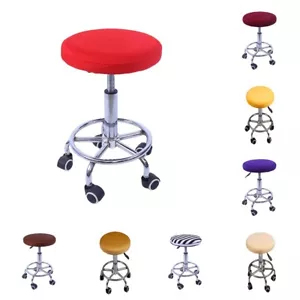 Solid Plain Round Bar Dining Chair Cover Protector Stretch Seat Slipcover - Picture 1 of 12