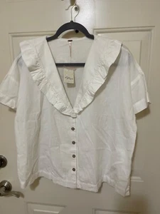 Free people women white cotton/linen blouse size S - Picture 1 of 7