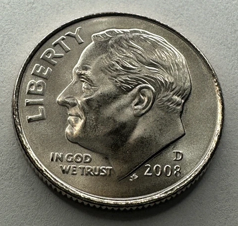 2008-D Roosevelt Dime Satin Finish 10cent Coin Uncirculated from US Mint Set Cover