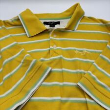 Sean John Mens Vintage Polo Shirt 2XL XXL Yellow Green White Stripe