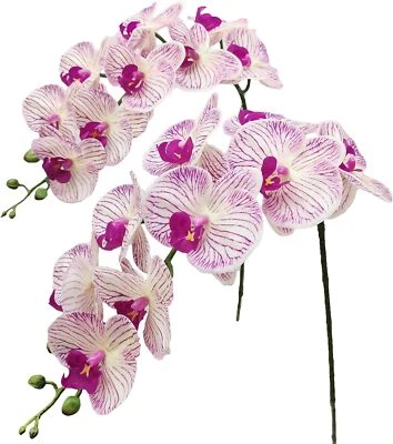 Tallos de orquídea sintética de tamaño fino flores artificiales Phalaenopsis 38 pulgadas 2 piezas tacto real Foto 1 de 2