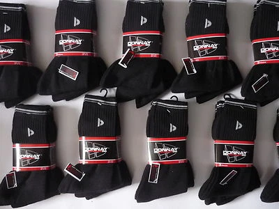 12 DONNAY Sportsocken schwarz Freizeit Socken Tennissocken 35 36 37 38 39 40