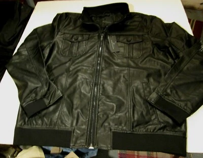 CHAQUETA DE MOTOCICLETA MARC ANTHONY IMITACIÓN CUERO SLIM FIT PARA HOMBRE TALLA XXXLT -NEGRA- NUEVA CON ETIQUETAS Foto 1 de 4