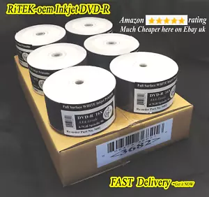 Ritek oem DVD-R 16X 4.7GB Full Face White Inkjet Printable Blank Disc WHOLESALE - Picture 1 of 7