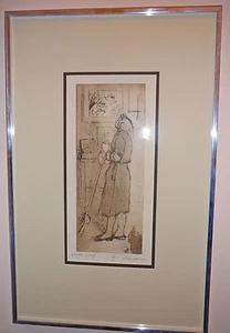 Yidal Podesva Artist's Proof, Cleaning Woman Gazing at Two Religious Boys - Picture 1 of 1
