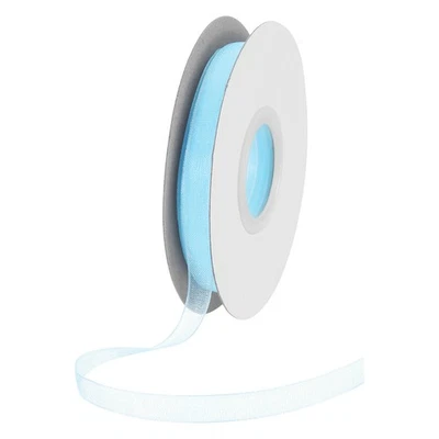 25 Yards 1/4 Inch Gray Blue Chiffon Ribbon Sheer Organza Ribbon - Image 1 of 4