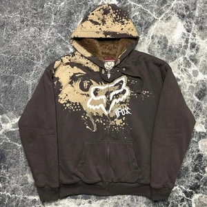 Fox Racing Sasquatch Hoodie Herren XXL Kunstfell gefüttert Y2K Vintage Sherpa braun Zip - Bild 1 von 6