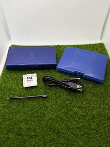 Nintendo DS Lite Metallic Cobalt Blue/Matt Black Handheld Console Rare + R4 Game - Picture 1 of 13
