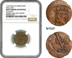 AL169, Niederländisch-Indien, VOC, 1 Duit 1735, Holland Arms, NGC Mint Error - Bild 1 von 1