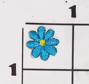 Tiny Blue Flower Patch Embroidered Iron On Applique Embellishment Upcycle - Picture 1 of 1