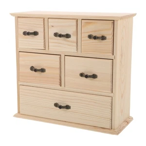 Wood Desk Organizer with 6 Drawers - Wood Desktop Storage Box Cabinet for File - Picture 1 of 12