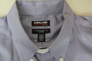 KIRKLAND SIGNATURE Men's Shirt Blue Button Down Collar All Cotton 17 34/5 - Picture 1 of 11