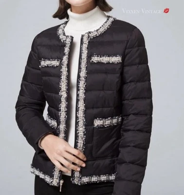 WHBM 'CHAQUETA ACOLCHADA ADORNADA' EN NEGRO PRECIO DE VENTA SUGERIDO POR EL FABRICANTE $180 Foto 1 de 4