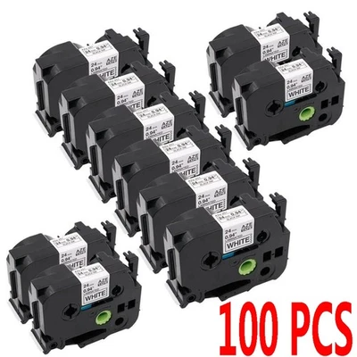 100PK TZe-251 TZ 24mm White Label Tape For Brother P-touch PT-D600 P700 P710BT - Image 1 of 4