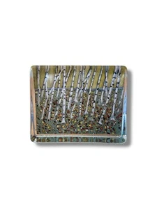 Vintage 90s Iittala Finland Heljä Liukko Sundström Glass Paperweight Birch Trees - Bild 1 von 21