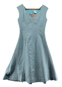 Vestido J Peterman Talla 2 Azul Naranja Lunares Algodón Línea A Retro Solero Y2K - Imagen 1 de 9