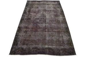 Vintage Overdyed 7’3” x 10’9” Purple Distressed Wool Hand-Knotted Oriental Rug - Picture 1 of 15