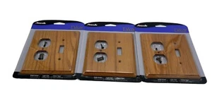 LOT OF 3 Amerelle Contemporary Brown 2 gang Wood Duplex/Toggle Wall Plate - Picture 1 of 5