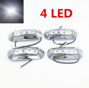 4X 12V/24V 4 LED Side Marker White Clearance Lights Indicators Trailer Truck AHY - Picture 1 of 5
