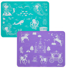 Brinware Toddler Silicone Placemat 2-Pack, Slip Resistant, Mermaids & Unicorns
