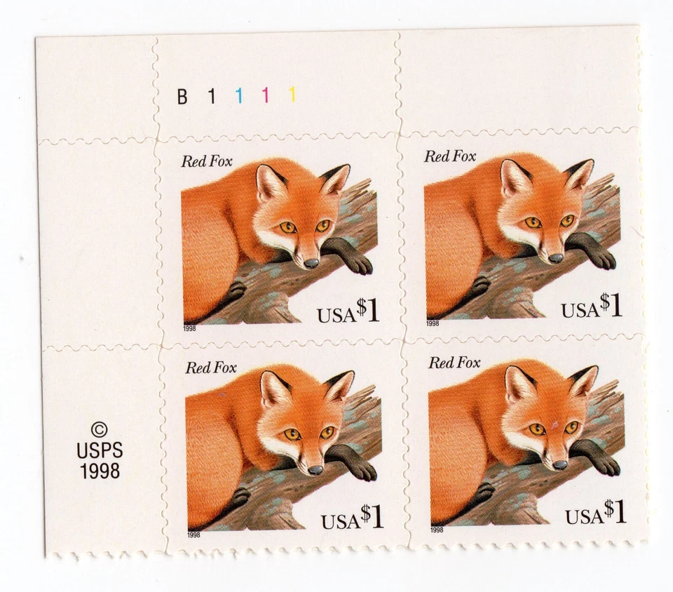 Scott #3036 Red Fox Plate Block of 4 Stamps - MNH P#B1111 UL - Image 1 of 1