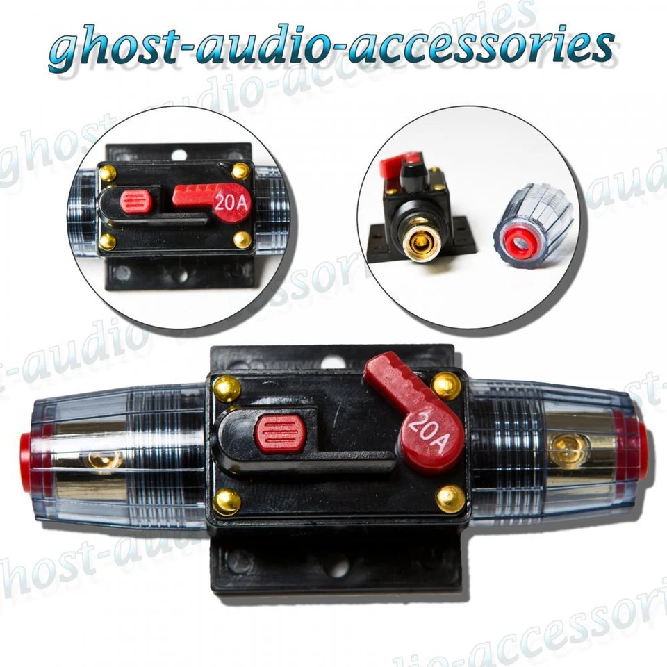 20a Amp Car Audio Circuit Breaker AGU Style Fuse Holder Gold Plated - Image 1 of 1
