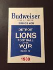Detroit Lions 1980 NFL pocket schedule - Budweiser