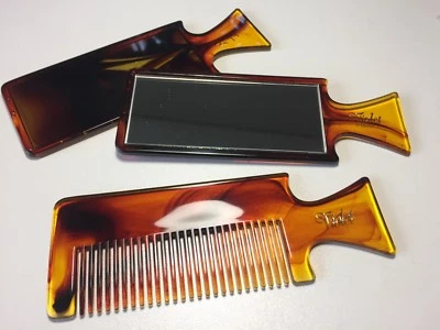 MARKENLOS Frisierkamm CLASSIQUE Havanna Taschenkamm Lockenkamm Taschenspiegel Kamm