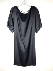 ELIZABETH & JAMES Black Shiny Kaftan Style Cowell Back Dress Size Medium ADM - Picture 1 of 9