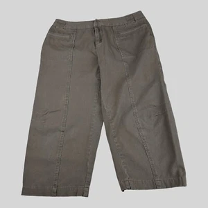 Coldwater Creek Natural Fit Womens Cropped Cargo Pants 10 Olive Stretch Pockets - Picture 1 of 16