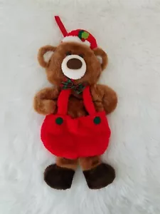 Rennoc Santa's Best Teddy Bear Christmas Stocking Plush Overalls Red Bow Stuffed - Picture 1 of 11