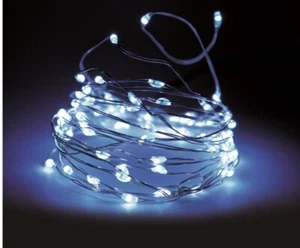 LED Lichterkette Draht Timer Batterie 20 - 160 kaltweiß Micro Drahtlichterkette - Bild 1 von 1