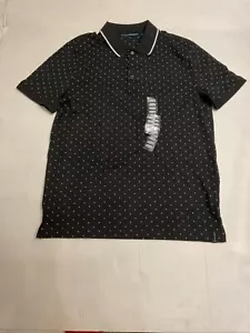 Perry Ellis Short Sleeve 3 Button, Black, S - Picture 1 of 2