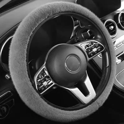 Car Steering Wheel Cover Protector Anti-slip Winter Warm Plush Auto Accessories - Image 1 of 4