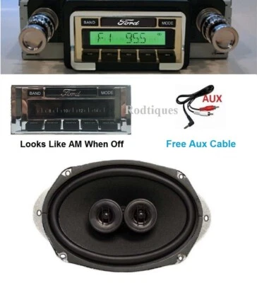 1964-1965 Ford Ranchero Stereo Radio + DVC Dash Speaker + Free Aux Cable 230 - Изображение 1 из 4